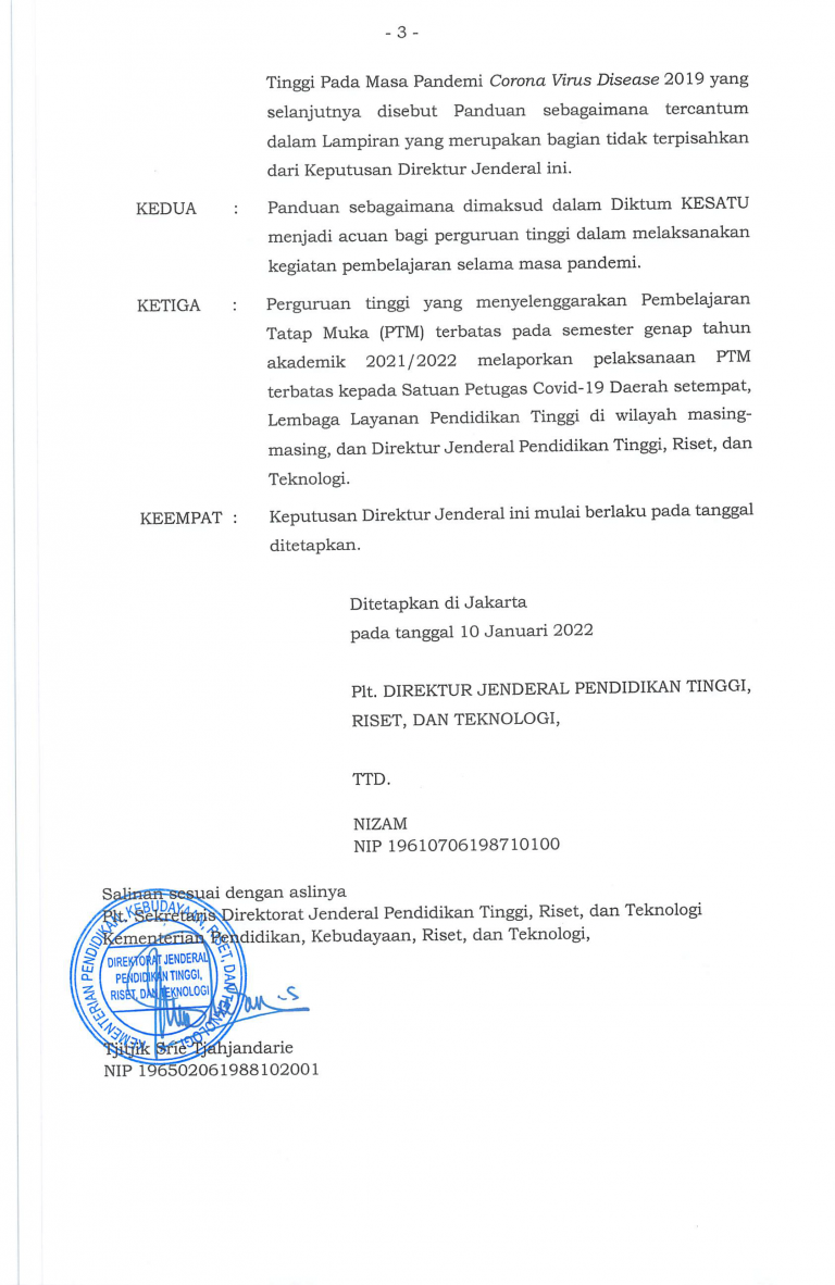 Surat Edaran - Panduan Penyelenggaraan Pembelajaran Semester Genap TA 2021-2022 di PT pada Masa Pamdemi Corona Virus Disease 2019-04