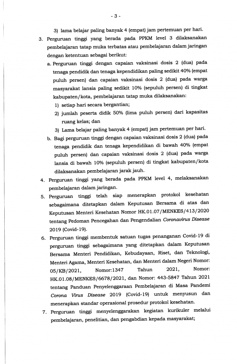 Surat Edaran - Panduan Penyelenggaraan Pembelajaran Semester Genap TA 2021-2022 di PT pada Masa Pamdemi Corona Virus Disease 2019-07