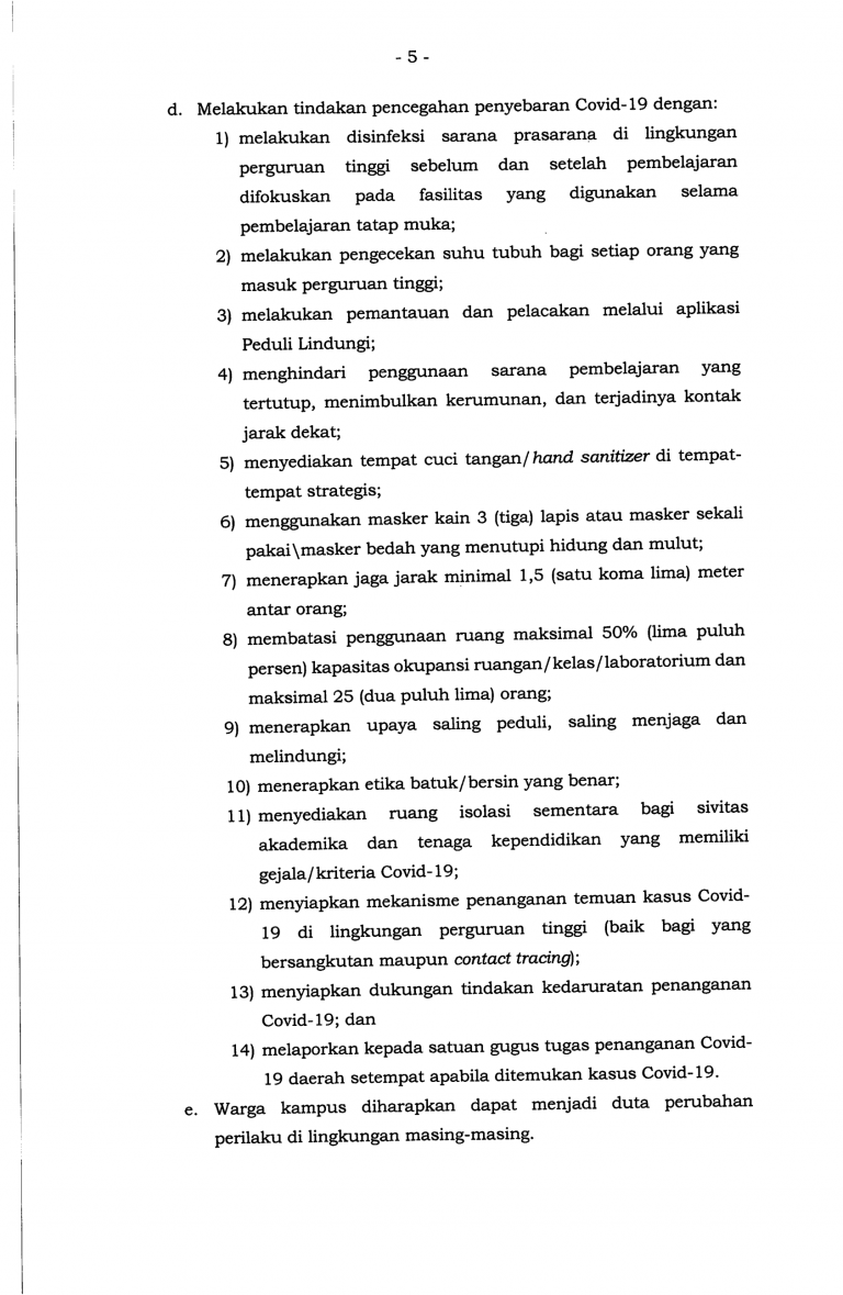 Surat Edaran - Panduan Penyelenggaraan Pembelajaran Semester Genap TA 2021-2022 di PT pada Masa Pamdemi Corona Virus Disease 2019-09