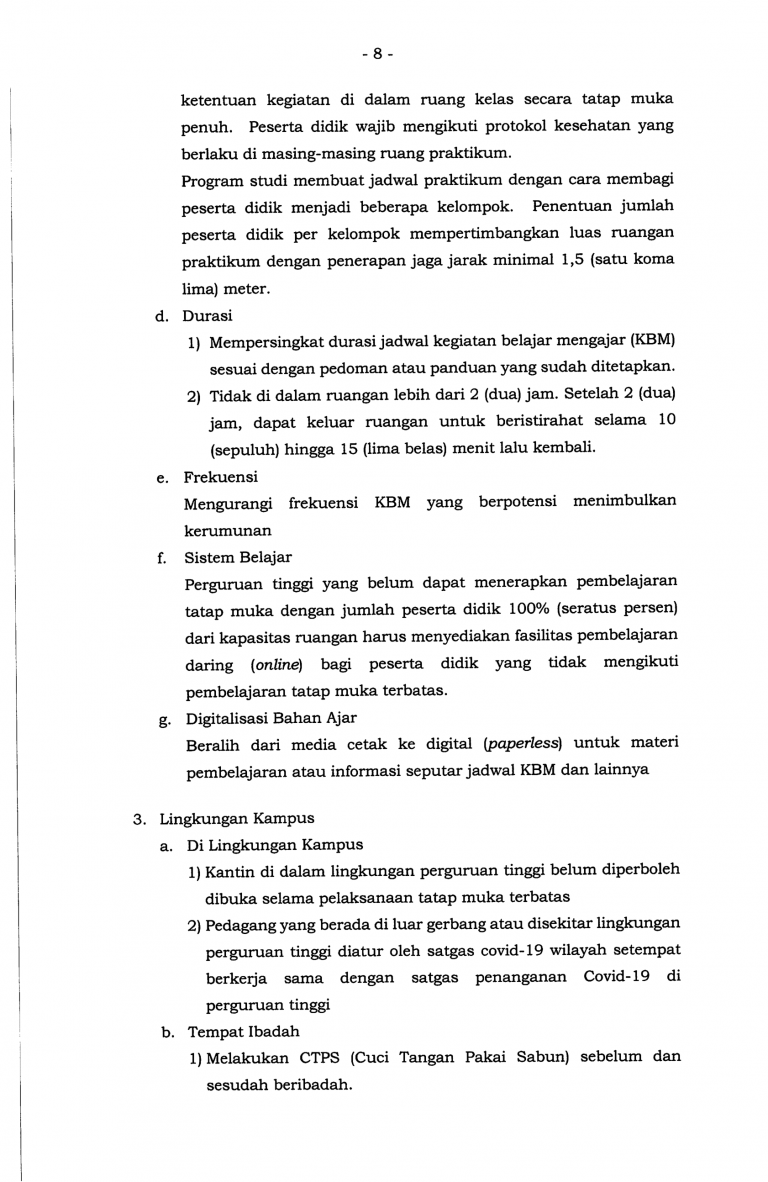 Surat Edaran - Panduan Penyelenggaraan Pembelajaran Semester Genap TA 2021-2022 di PT pada Masa Pamdemi Corona Virus Disease 2019-12