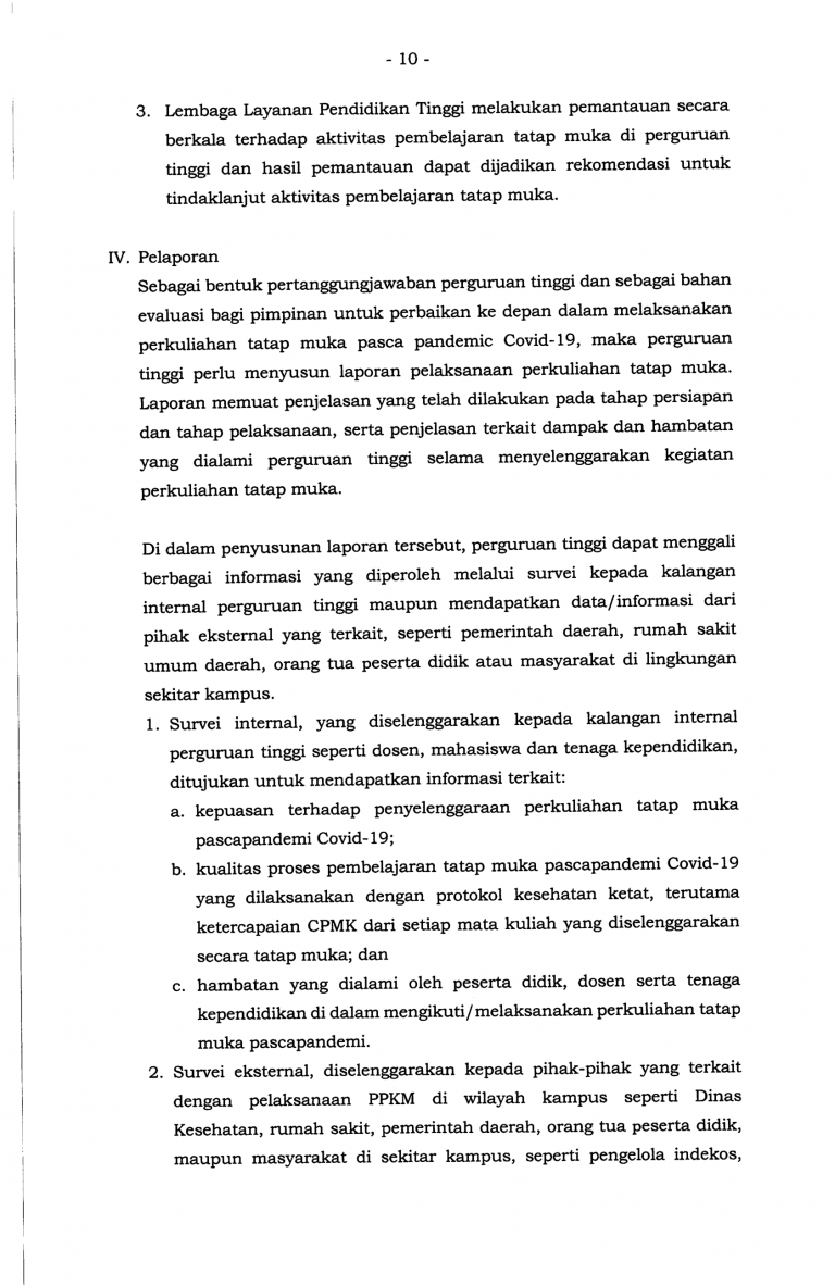 Surat Edaran - Panduan Penyelenggaraan Pembelajaran Semester Genap TA 2021-2022 di PT pada Masa Pamdemi Corona Virus Disease 2019-14